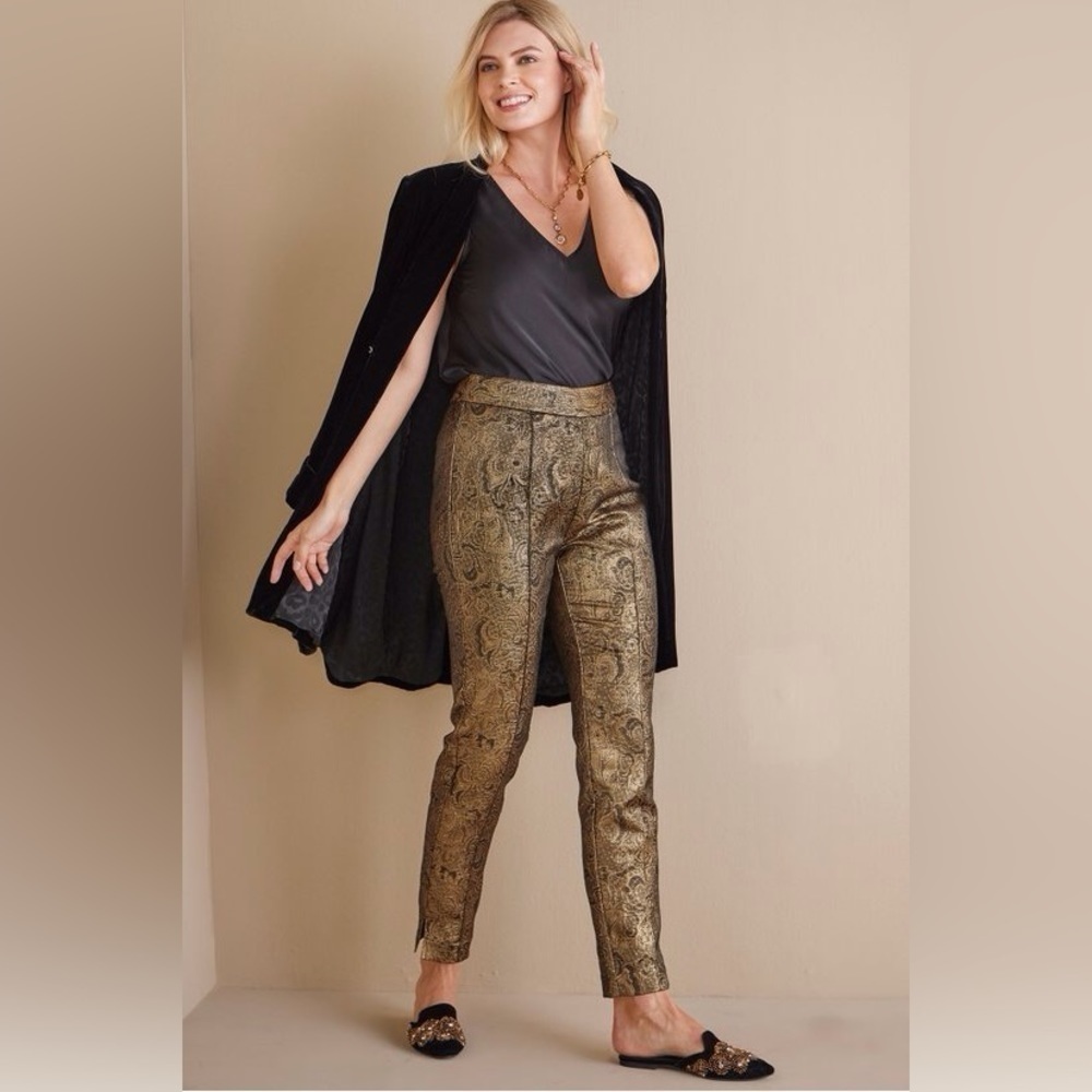 Soft Surroundings Gold Patterned Pants